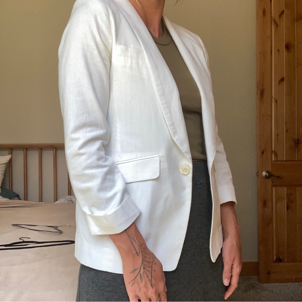 LINEN white blazer - petite